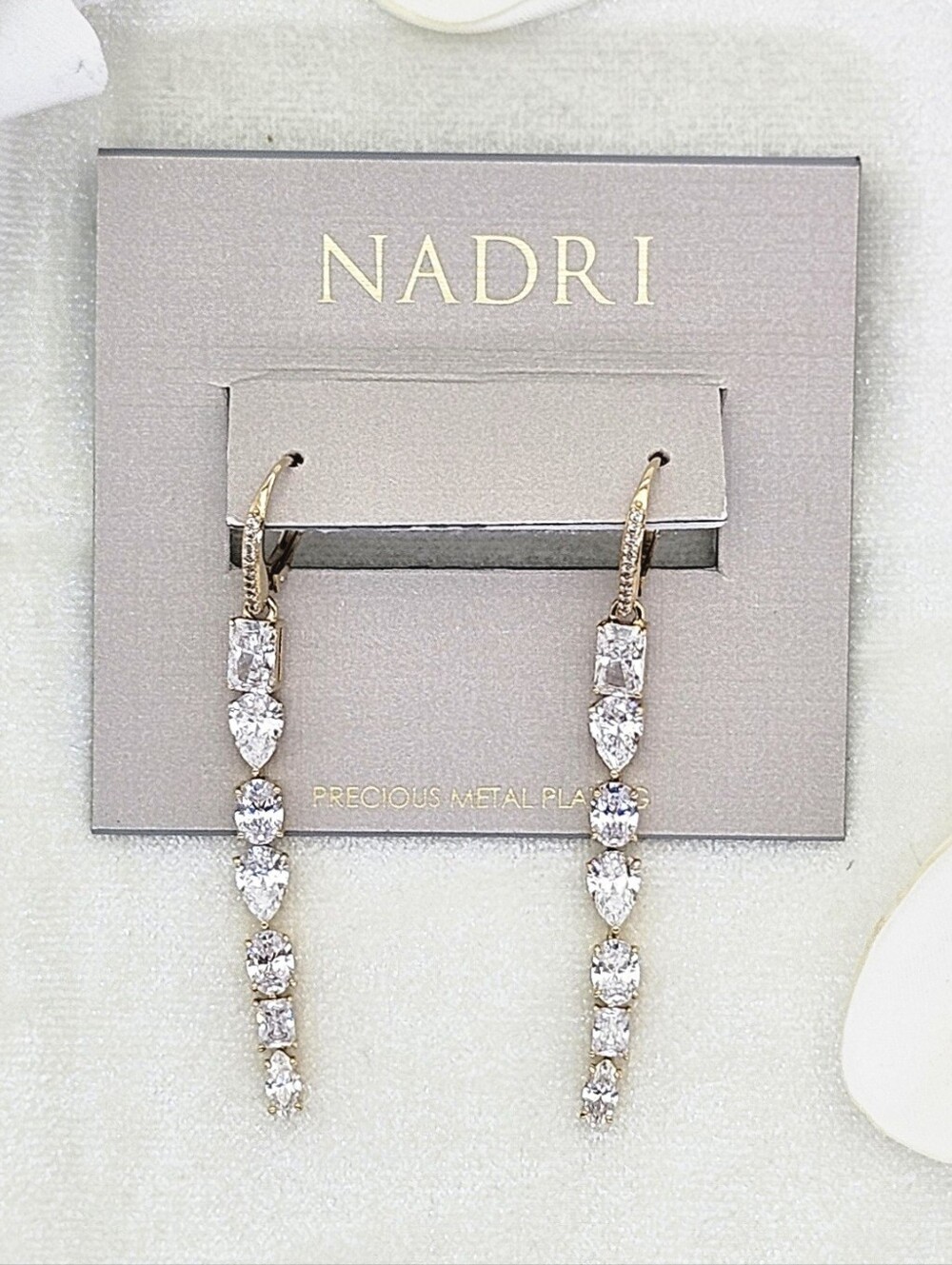 Nadri RSVP CZ Linear Earrings 18k Gold Cubic Zirconia Formal Wedding Bridal Gift